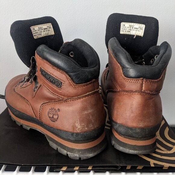 (worn once) Timberland - brown leather waterproof hiking ankle boots - Women's 7 - Picture 4 of 5